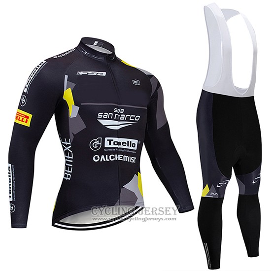 2020 Cycling Jersey Trek Selle San Marco Black Yellow Long Sleeve And Bib Tight